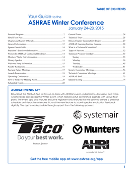 2015 ASHRAE Winter Conference Technical Program