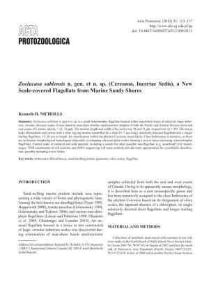 Zoelucasa Sablensis N. Gen. Et N. Sp.(Cercozoa, Incertae Sedis), A