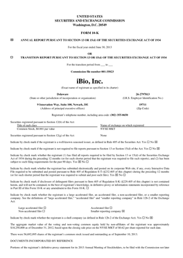 Ibio, Inc. (Exact Name of Registrant As Specified in Its Charter)