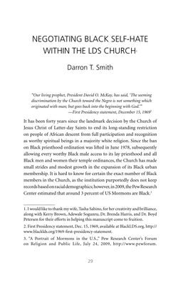 Negotiating Black Self-Hate Within the Lds Church1