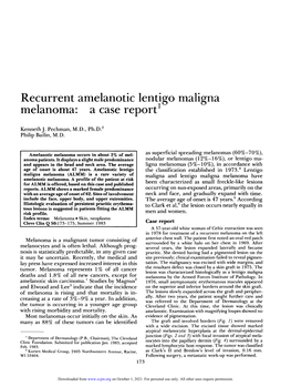 Recurrent Amelanotic Lentigo Maligna Melanoma: a Case Report1