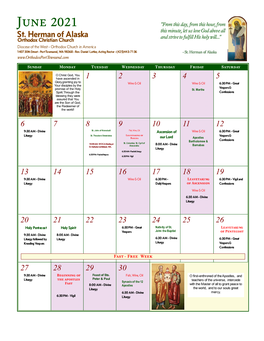 St Herman Calendar