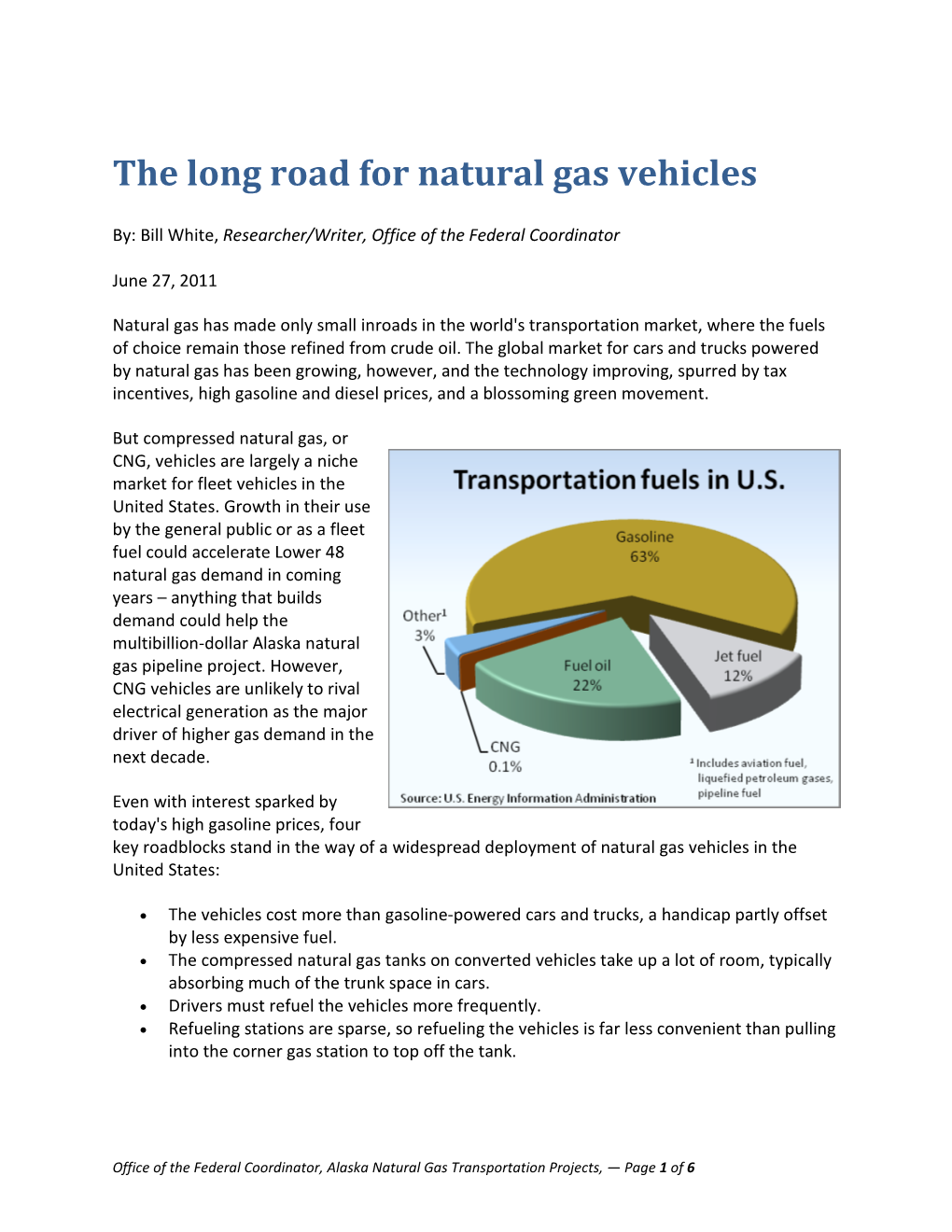 The Long Road for Natural Gas Vehicles