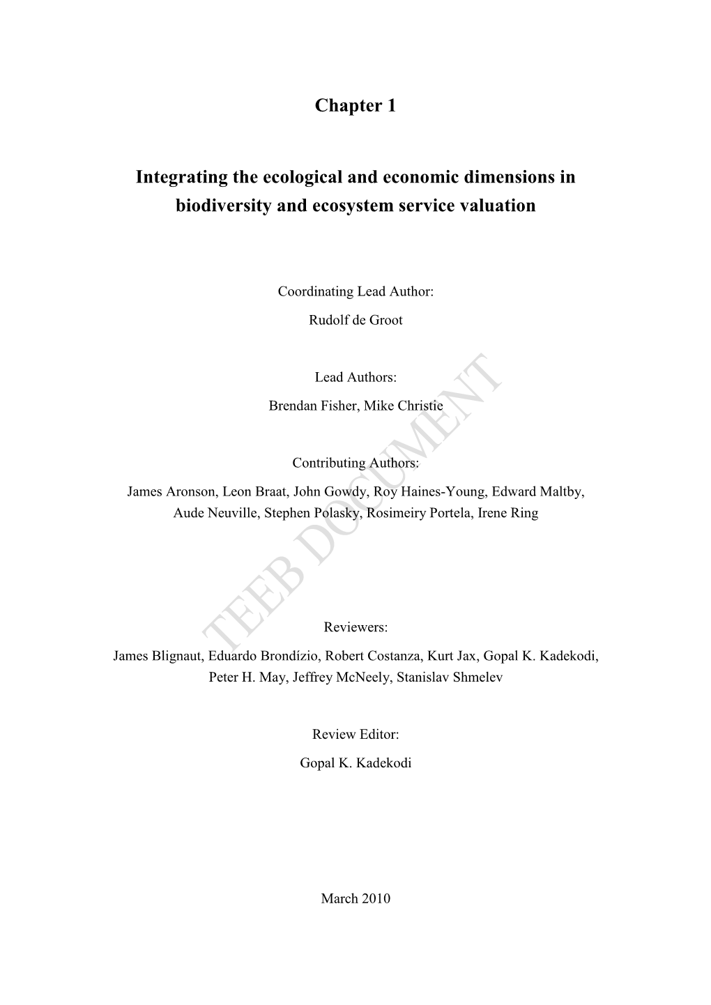 Chapter 1 Framework of Integration of Ecology and Economy