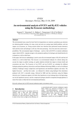 An Environmental Analysis of FCEV and H2-ICE Vehicles Using the Ecoscore Methodology