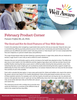 February Product Corner Franceen Friefeld, RD., LD., P.H.Ec