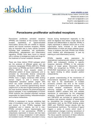 Peroxisome Proliferator Activated Receptors