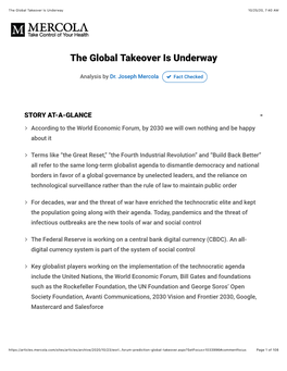 The Global Takeover Is Underway 10/25/20, 7:40 AM