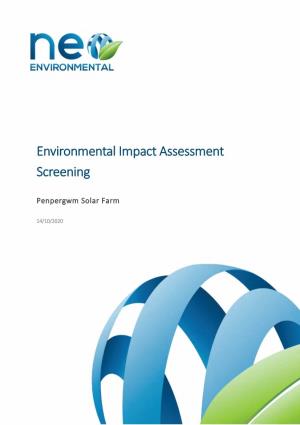 Environmental Impact Assessment Screening
