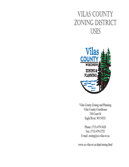 Vilas County Zoning District Uses