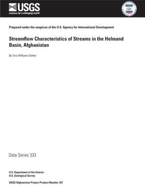 Streamflow Characteristics of Streams in the Helmand Basin, Afghanistan