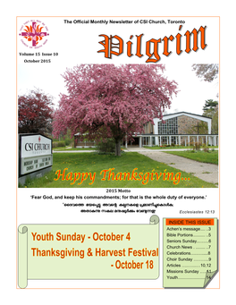 Pilgrim October 2015, CSI Church, Toronto