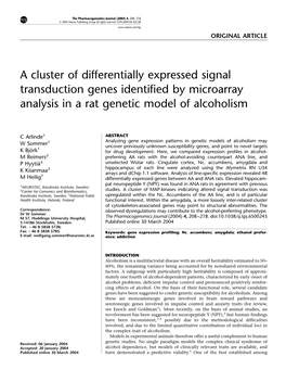 A Cluster of Differentially Expressed Signal Transduction Genes Identified by Microarray Analysis in a Rat Genetic Model of Alcoholism