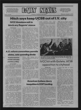 Hitch Says Keep UCSB out of I.V. City