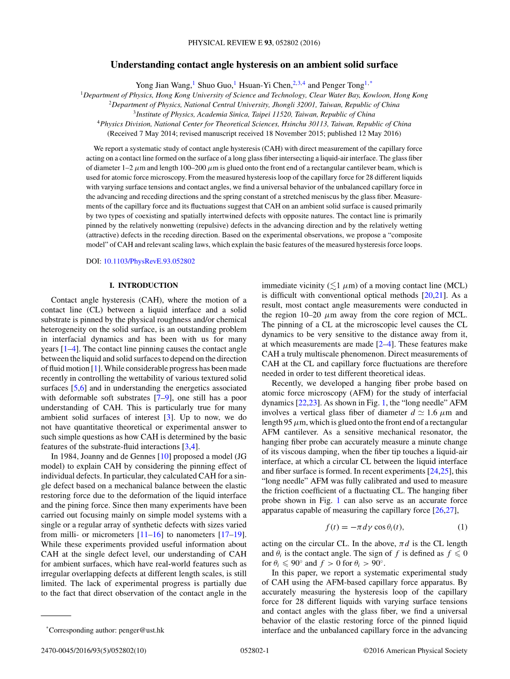 Understanding of Contact Angle Hysteresis on an Ambient Solid