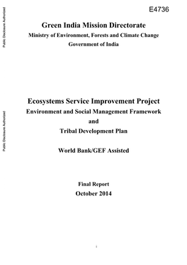 Ministry of Environment, Forests and Climate Change Government of India Public Disclosure Authorized