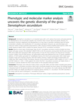 Phenotypic and Molecular Marker Analysis Uncovers the Genetic Diversity of the Grass Stenotaphrum Secundatum