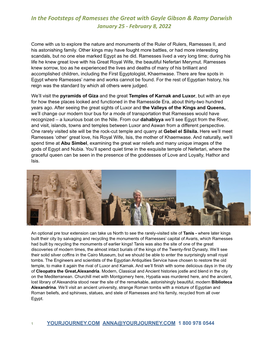 In the Footsteps on Ramesses the Great Jan 25