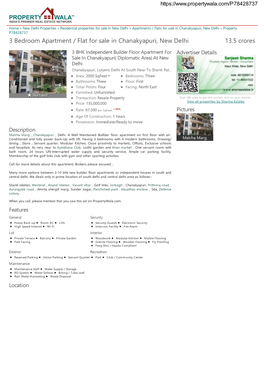 3 Bedroom Apartment / Flat for Sale in Chanakyapuri, New Delhi