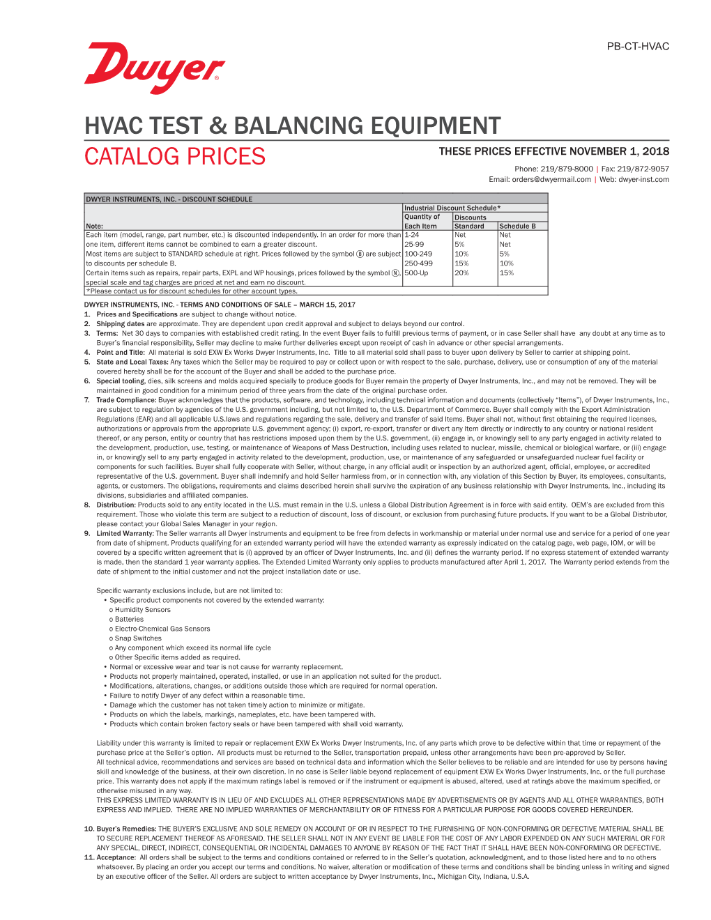 Hvac Test & Balancing Equipment Catalog Prices