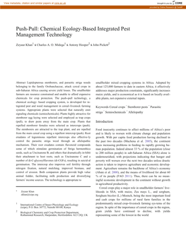 Push-Pull: Chemical Ecology-Based Integrated Pest Management Technology