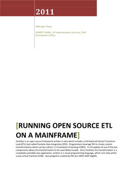 Open Source ETL on the Mainframe