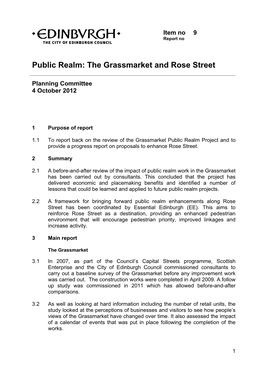 Public Realm: the Grassmarket and Rose Street