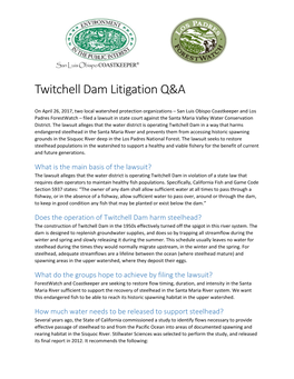 Twitchell Dam Litigation Q&A