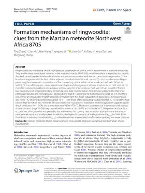 Formation Mechanisms of Ringwoodite: Clues from the Martian Meteorite
