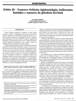 Orbita III - Tumores Orbitais: Epidemiologia, Infiltrações Linfó Ides E Tumores Da Glândula Lacrimal