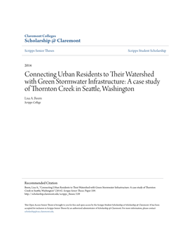 A Case Study of Thornton Creek in Seattle, Washington Lisa A