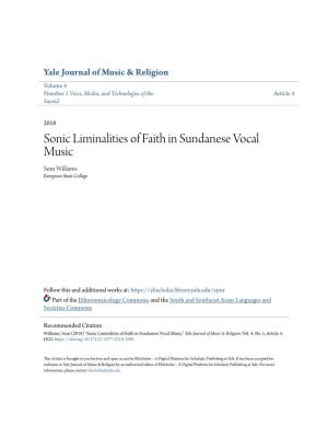 Sonic Liminalities of Faith in Sundanese Vocal Music Sean Williams Evergreen State College