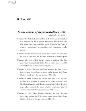 H. Res. 450 in the House of Representatives, U.S