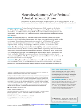 Neurodevelopment After Perinatal Arterial Ischemic Stroke