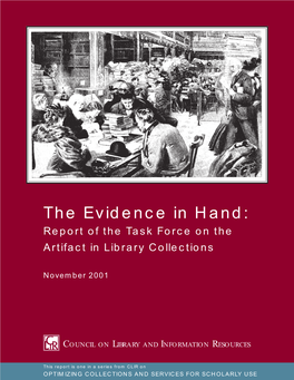 The Evidence in Hand: Report of the Task Force on the Artifact in Library Collections