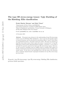 The Type III Stress-Energy Tensor: Ugly Duckling of the Hawking–Ellis