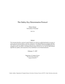 The Oakley Key Determination Protocol