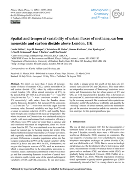 Article Is Available Online Tial Variability of Ecosystem-Scale Carbon Dioxide, Water Vapor, at Doi:10.5194/Acp-16-10543-2016-Supplement