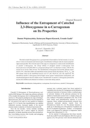 Influence of the Entrapment of Catechol 2,3-Dioxygenase in Κ-Carrageenan on Its Properties
