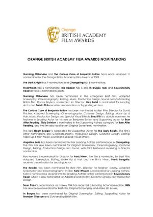 Orange British Academy Film Awards Nominations
