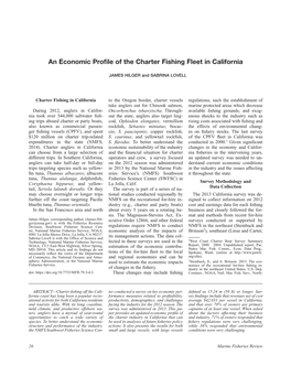 An Economic Profile of the Charter Fishing Fleet in California