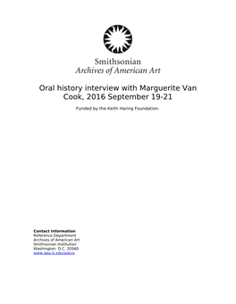 Oral History Interview with Marguerite Van Cook, 2016 September 19-21