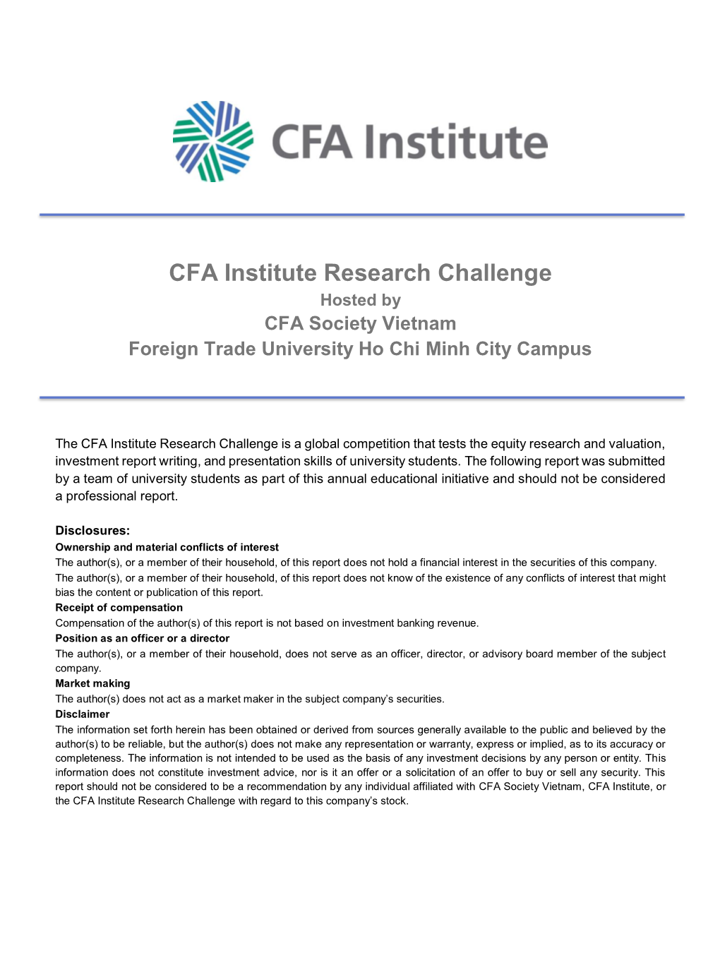 CFA Society Vietnam Foreign Trade University Ho Chi Minh City Campus