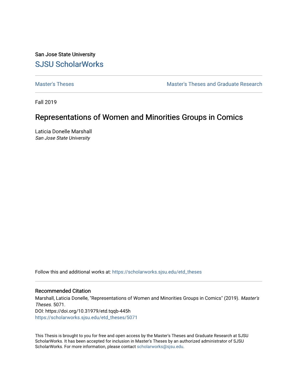 Representations of Women and Minorities Groups in Comics