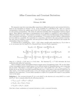 Affine Connections and Covariant Derivatives