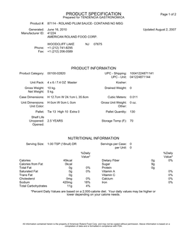 Product Specification