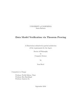 Data Model Verification Via Theorem Proving