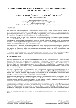 Reprocessing Kimberlite Tailings: a Square Contaminant Source in a Big Hole?