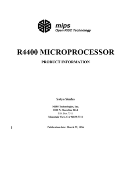 R4400 Microprocessor