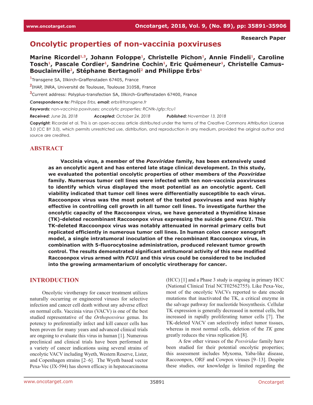 Oncolytic Properties of Non-Vaccinia Poxviruses